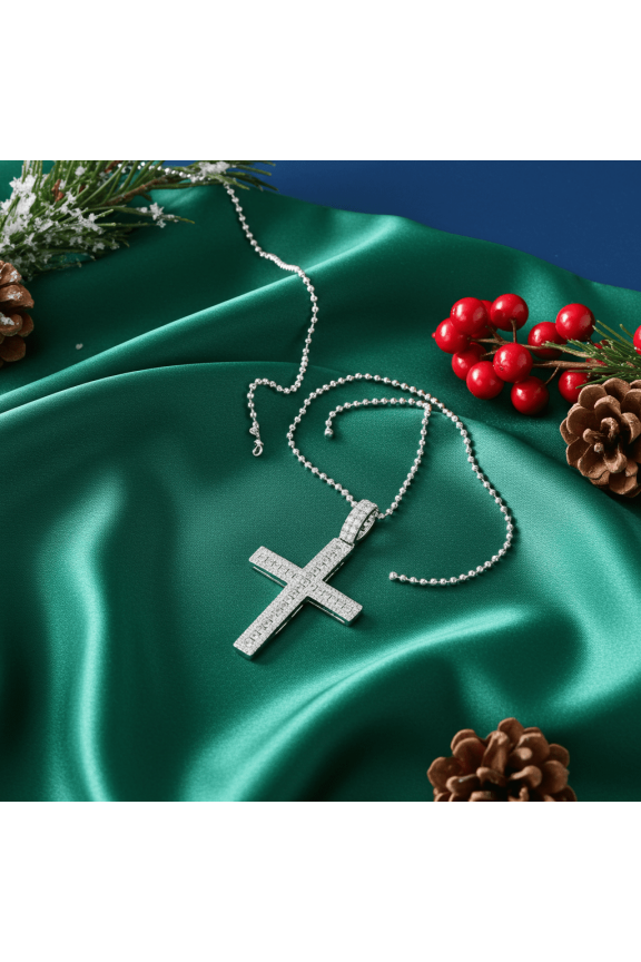 King of Bling's White Fancy 925 Sterling Silver CROSS Pendant with 3.64ct Cubic Zirconia stone