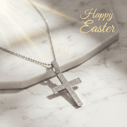 King of Blings CROSS White Cubic Zirconia Necklace Pendant 3.64 ct. t.w. 925 Sterling, Sterling Silver, Includes Gift Box