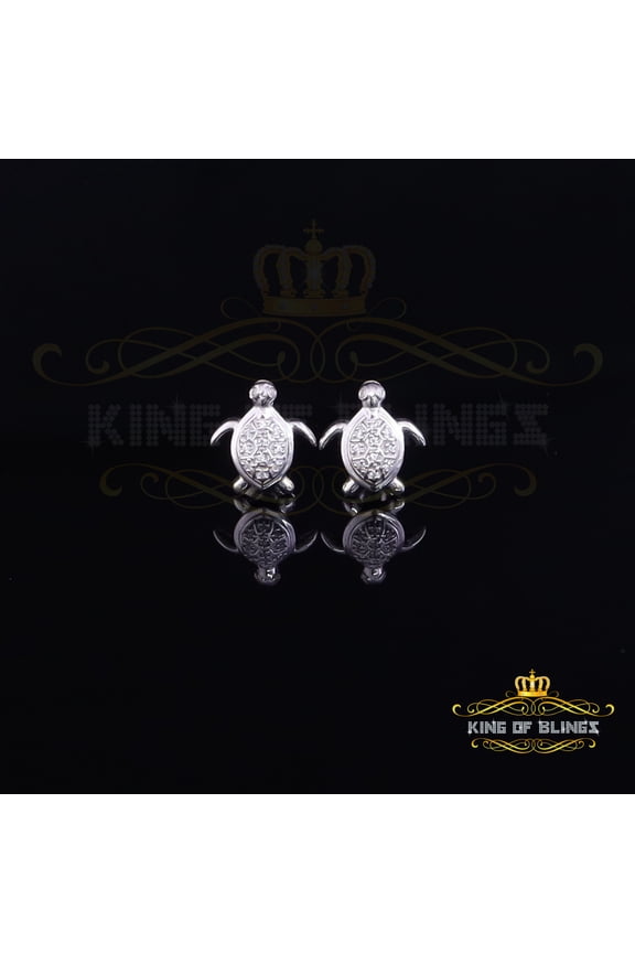 King of Bling's Women's 0.14ct Cubic Zirconia Turtle Stud Earrings White 925 Sterling Silver