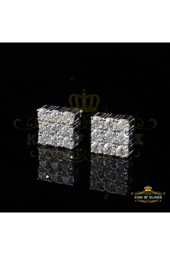 King of Bling's Women's/Men's 925 Silver White 2.00ct VVS 'D' Moissanite 9 stone Stud Earrings