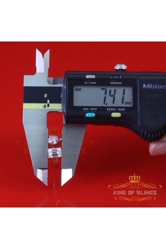 King of Bling's Women's Silver White VVS D 2.00CT Pink Moissanite Toi et Moi Engagement Ring SZ7