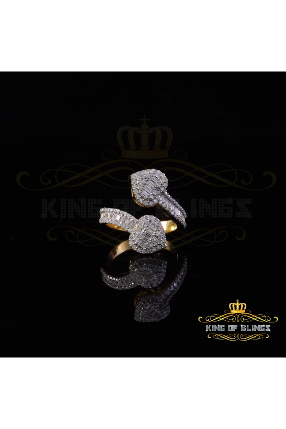 King of Bling's Womens 925 Silver Yellow 2.00ct VVS 'D' Moissanite Tinny Heart Rings Size 8