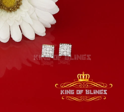 King of Bling's Yellow 925 Silver 0.96ct Cubic Zirconia Men's/Women's Screw Back CZ Stud Earring