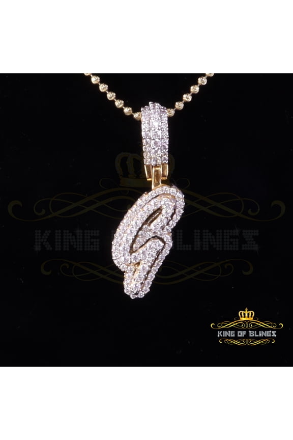 King of Bling's Yellow 925 Silver 5.46ct CZ 3D letter Cursive Initial 'G' Pendant Necklace 1.00