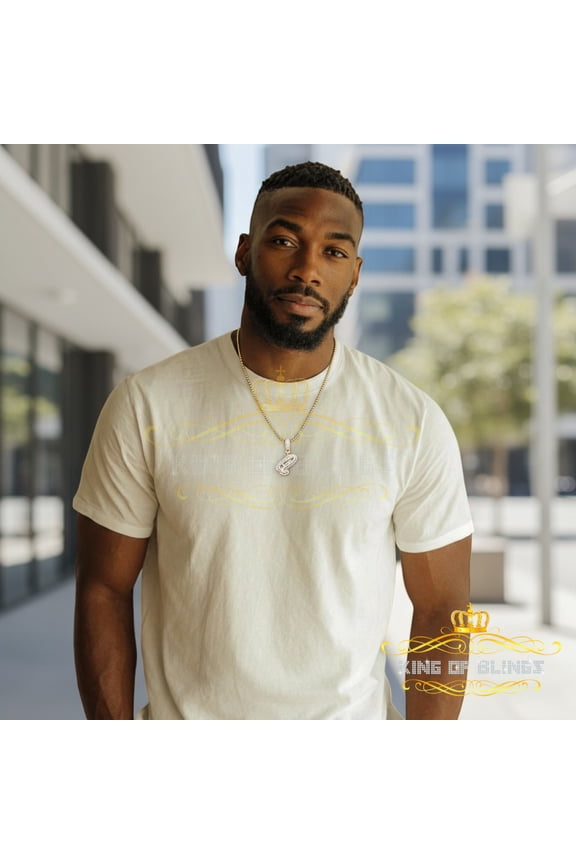 King of Bling's Yellow 925 Silver 6.78ct CZ 3D letter Cursive Initial 'Q' Pendant Necklace 1.00