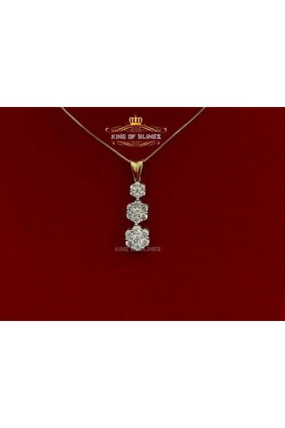 King of Bling's Yellow 925 past present future Sterling Silver Pendant 3.71ct Cubic Zirconia