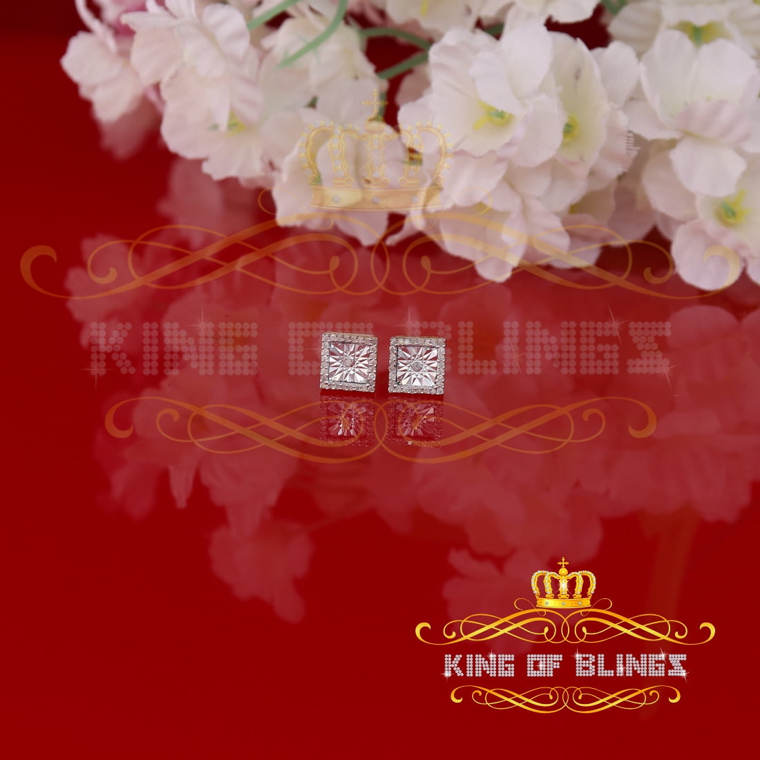 King of Bling's Yellow Aretes Para Hombre 925 Silver 0.15ct Diamond Women's/ Men's Stud Earrings