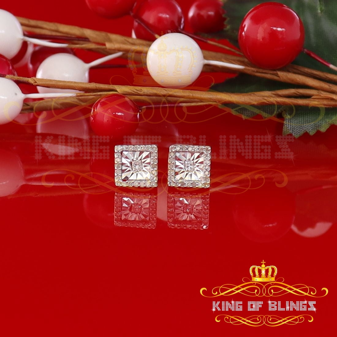 King of Bling's Yellow Aretes Para Hombre 925 Silver 0.25ct Diamond Women's/ Men's Stud Earrings
