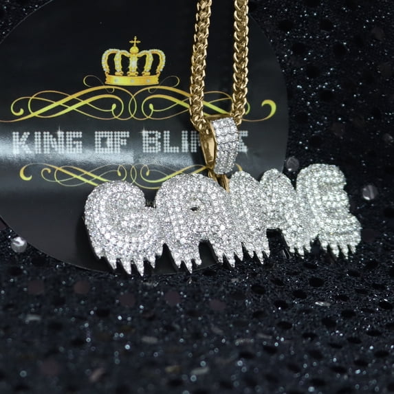 King of Bling's Yellow GAME DRIPPING Pendant 925 Sterling Silver with 16.59ct Cubic Zirconia