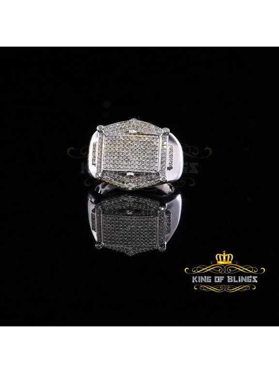 Real Diamond 0.66ct 925 Sterling Silver White Rectangle Men's Ring Size 11