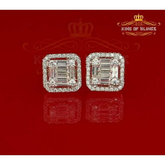 King of Blings Sterling Silver 925 Rose Gold Cubic Zirconia Square Women And Men Stud Earrings