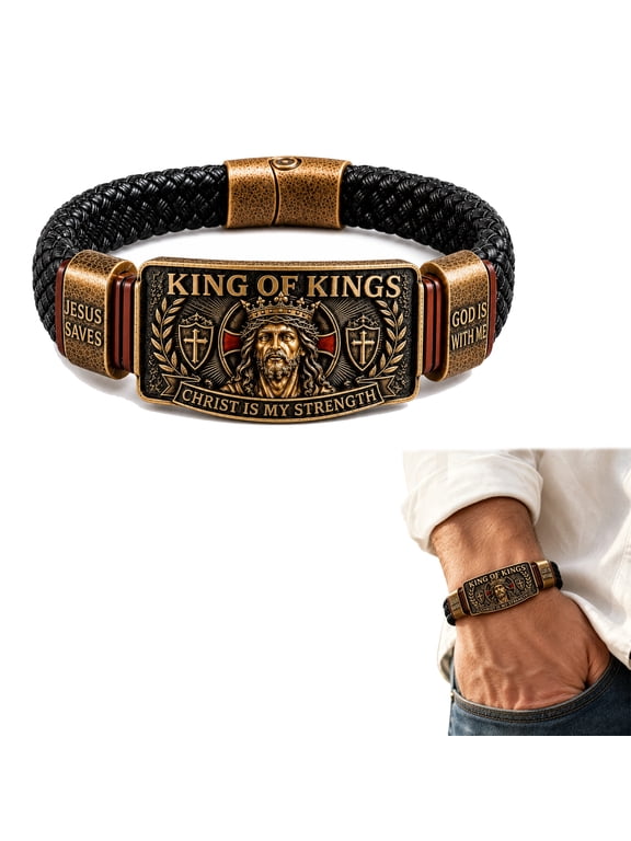 King of Kings Faith Bracelet, Jesus Bracelets for Men King of Kings Faith Bracelet, Adjustable Christian Wristband, Christian Gift for Men Dad