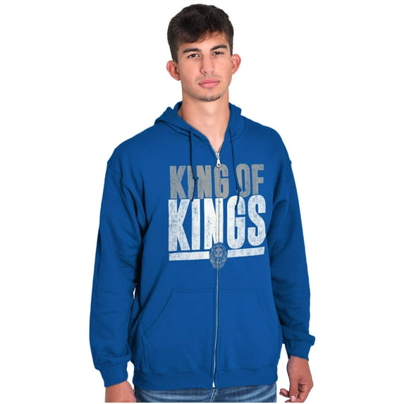 King of Kings Jesus Christ Believer Unisex Fleece Graphic Zip Up Hoodie Brisco Brands 3X
