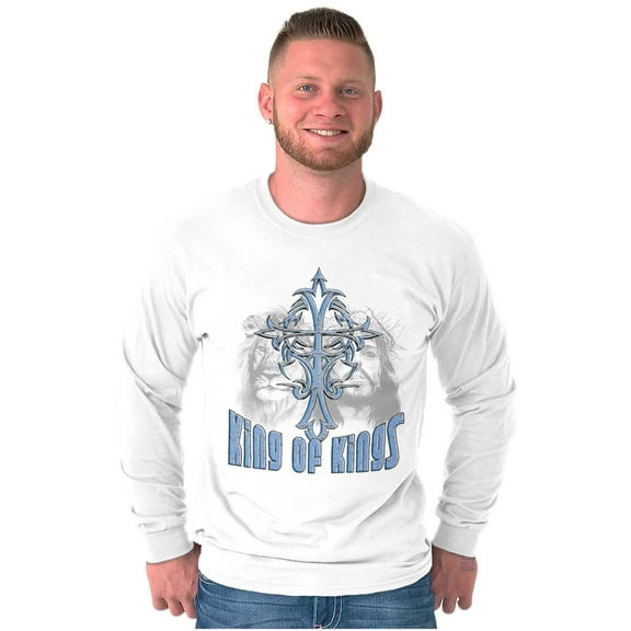 King of Kings Jesus Lion Christian Men's Long Sleeve Tee T Shirt Brisco Brands S