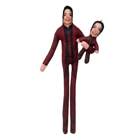 King of Pop Poseable Bendable Plush Toy Red Mandarin Suit Stuffed Doll Action Figure(10cm)