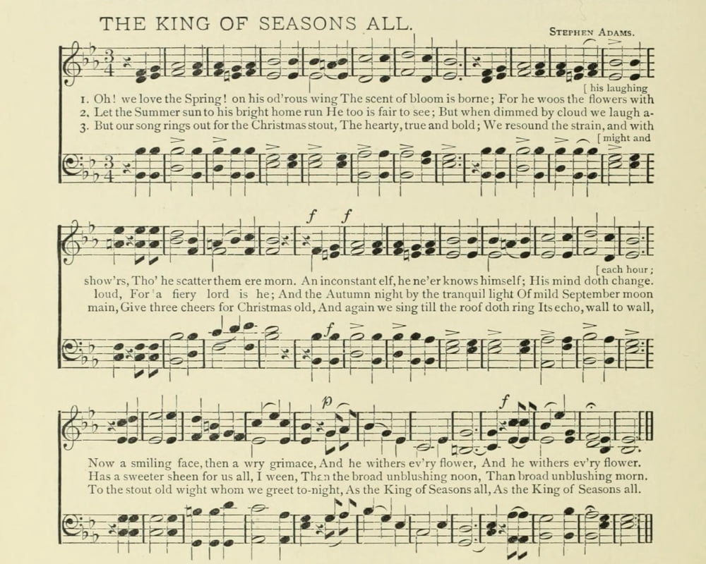 King of Seasons All Christmas in Song 1891 Canvas Art -  (24 x 36)