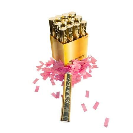 King of Sparklers Gold 12"-inch Gender Reveal Confetti Cannons mom dad it's a girl party (Gold Gender Confetti, 2 Pink)
