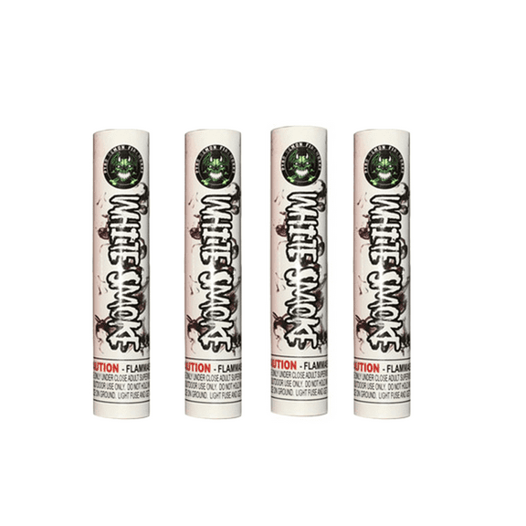 King of Sparklers White Smoke Bomb Halloween Party Gender Reveal Supplies Colorful Effect Confetti Smoker (White 4PC)