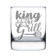 King of the Grill Rocks Glass, Hand Engraved 10oz Etched Perfect BBQ Gift, Unique Drinkware for Summer Barbecues