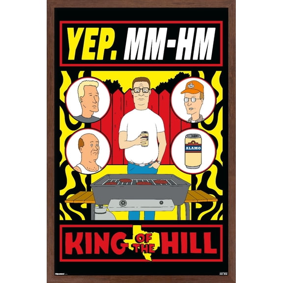 King of the Hill (1997) - Alamo Beer Backyard Crew Wall Poster, 22.375" x 34" Framed