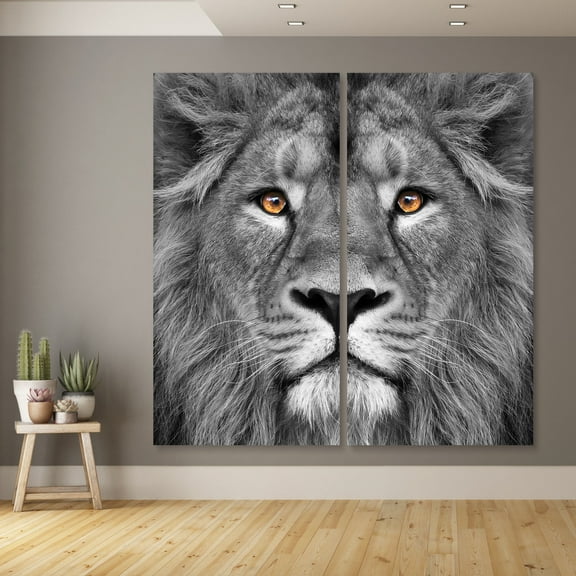 King of the Jungle Driptych Frameless Free Floating 36 in x 72 in Photography Art Prints, by Empire Art Set of 2