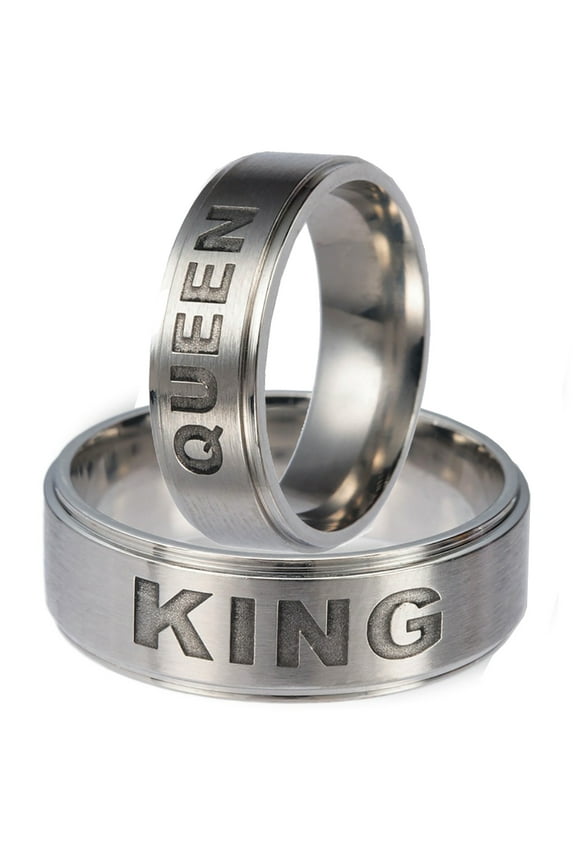 King or Queen 6 or 8mm Stainless Steel Wedding Band Ring Men or Women by Ginger Lyne