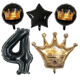 thumbnail image 1 of King's 4th Birthday Party Balloons Black Gold Crown Set, 1 of 3