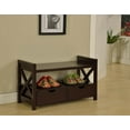 thumbnail image 1 of King's Brand Wood Shoe Storage Bench with Drawers, Cherry Finish, 1 of 5