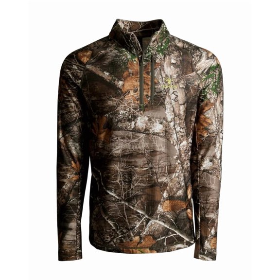 King's Camo XKG Performance Fleece 1/4 Zip | Lightweight Hunting Jacket | Archery | Athletic Fit (Realtree Edge,