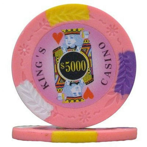 King's Casino Premium 14g Poker Chips, $5,000 Clay Composite, 25-pack