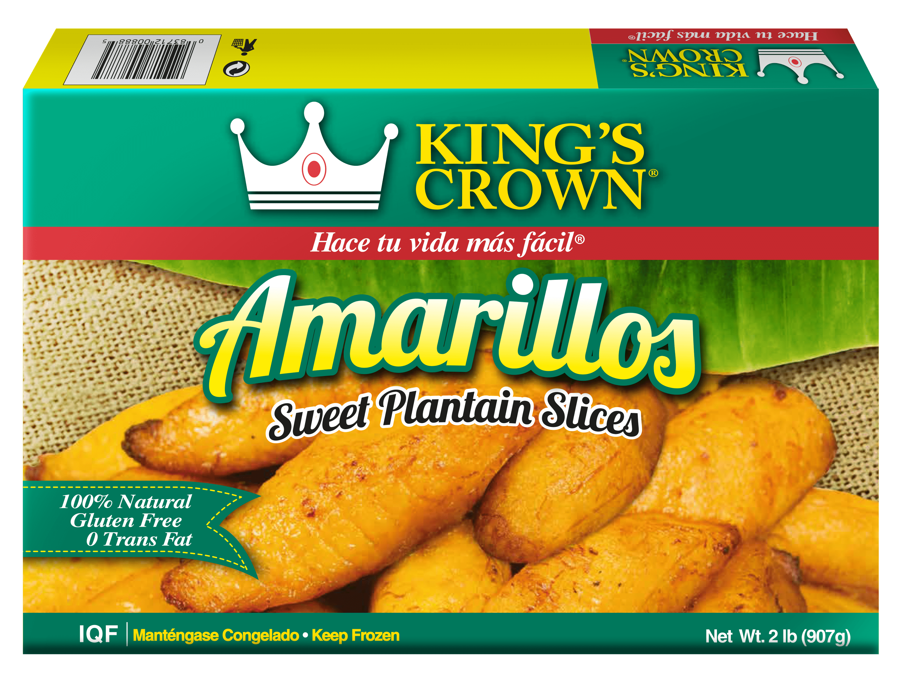 King's Crown, Sweet Plantain Slices, Amarillos, 2 lbs Carton Box (Frozen)