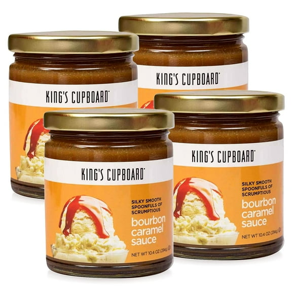 King's Cupboard Bourbon Caramel Sauce, 10.4 oz - The Perfect Sauce for Ice Cream, Fruit Dip, Topping Desserts, Caramel Drizzle for Coffee - Gluten-Free, Kosher