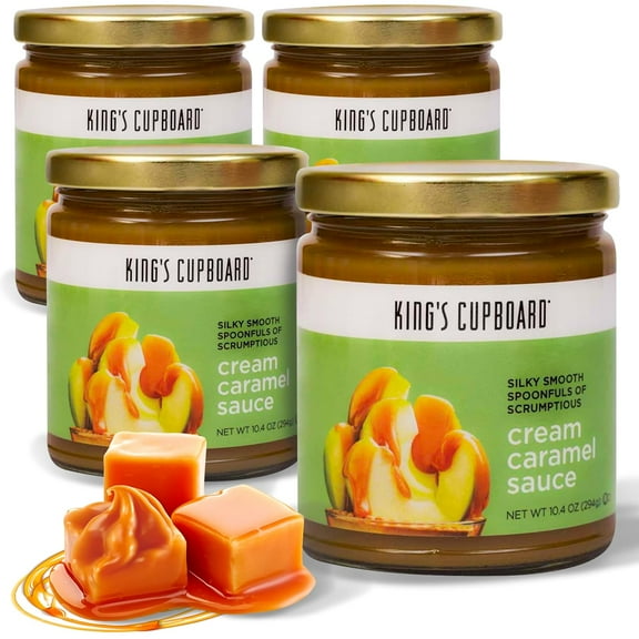 King's Cupboard Cream Caramel Sauce, 10.4 oz - The Perfect Sauce for Ice Cream, Fruit Dip, Topping Desserts, Caramel Drizzle for Coffee - Gluten-Free, Kosher