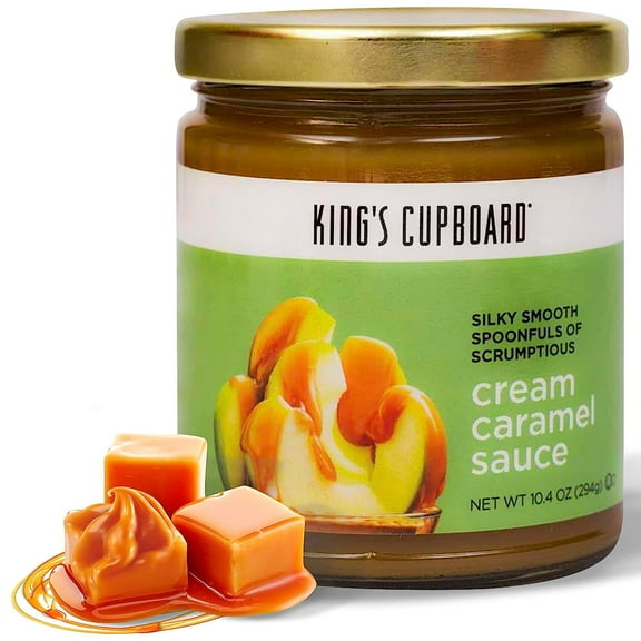 King's Cupboard Cream Caramel Sauce, 10.4 oz - The Perfect Sauce for Ice Cream, Fruit Dip, Topping Desserts, Caramel Drizzle for Coffee - Gluten-Free, Kosher