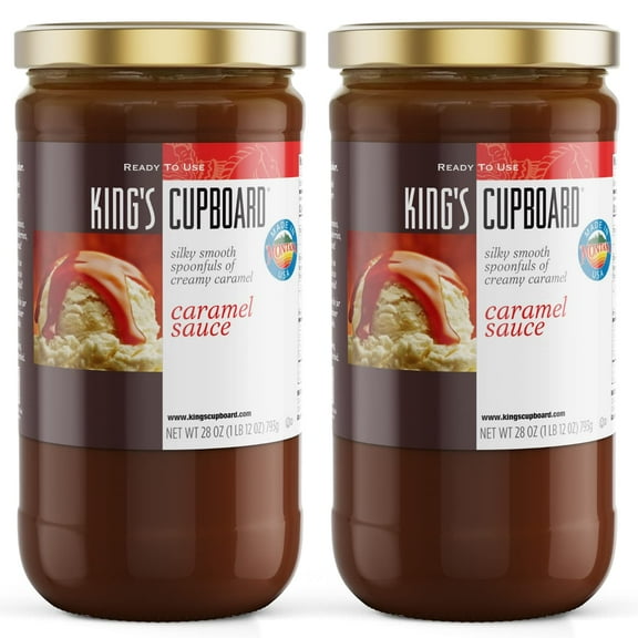 King's Cupboard Cream Caramel Sauce, 28 oz - The Perfect Sauce for Ice Cream, Fruit Dip, Topping Desserts, Caramel Drizzle for Coffee - Gluten-Free, Kosher, All Natural Ingredients