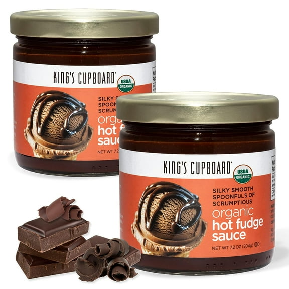 King's Cupboard Organic Hot Fudge Sauce, 7.2 oz - The Perfect Hot Chocolate Sauce for Topping Ice Cream & Desserts, Coffee Drizzle, Baking, Fondue, Gluten-Free, Kosher, All Natural