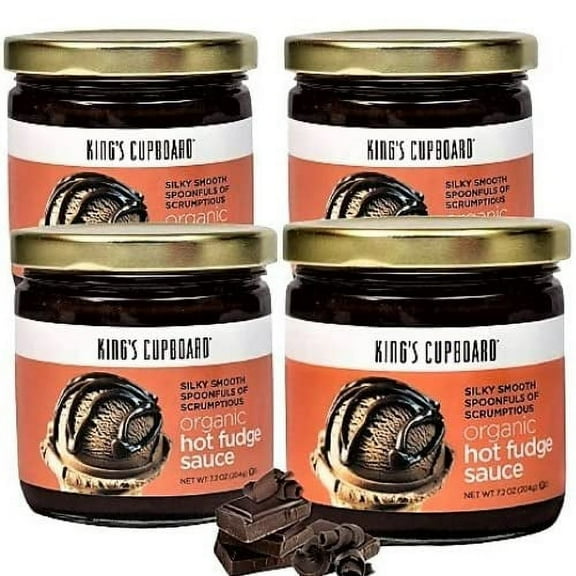 King's Cupboard Organic Hot Fudge Sauce, 7.2 oz - The Perfect Hot Chocolate Sauce for Topping Ice Cream & Desserts, Coffee Drizzle, Baking, Fondue, Gluten-Free, Kosher, All Natural