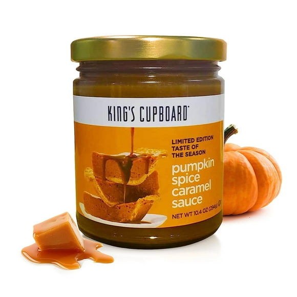 King's Cupboard Pumpkin Spice Caramel Sauce, 10.4 oz - The Perfect Sauce for Ice Cream, Fruit Dip, Topping Desserts, Pumpkin Spice for Coffee - Gluten-Free, Kosher