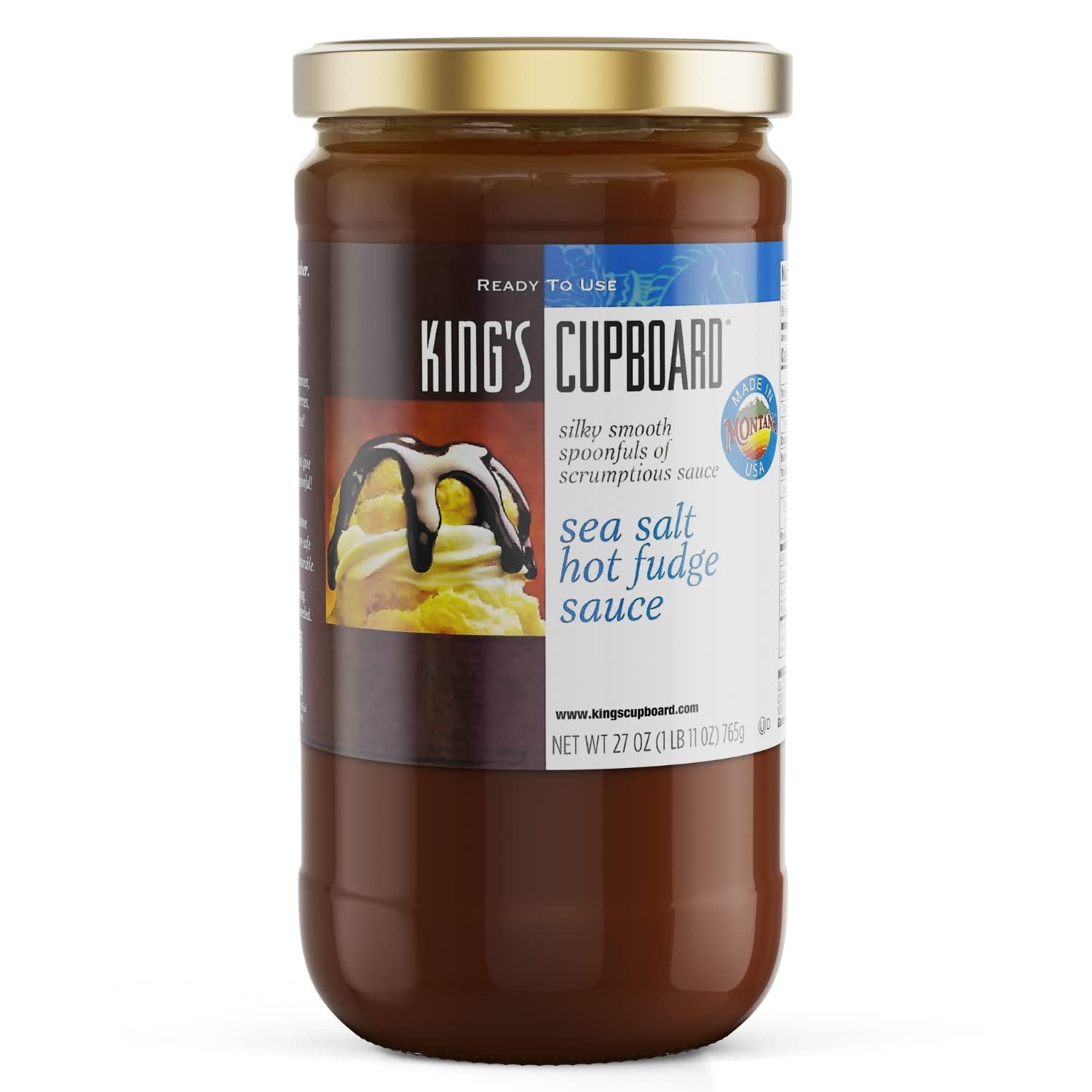 King's Cupboard Sea Salt Hot Fudge Chocolate Sauce, 27 oz - The Perfect Hot Fudge Sauce for Topping Ice Cream & Desserts, Chocolate Coffee Drizzle, Fondue, Ganache - Gluten-Free, Kosher, All Natural