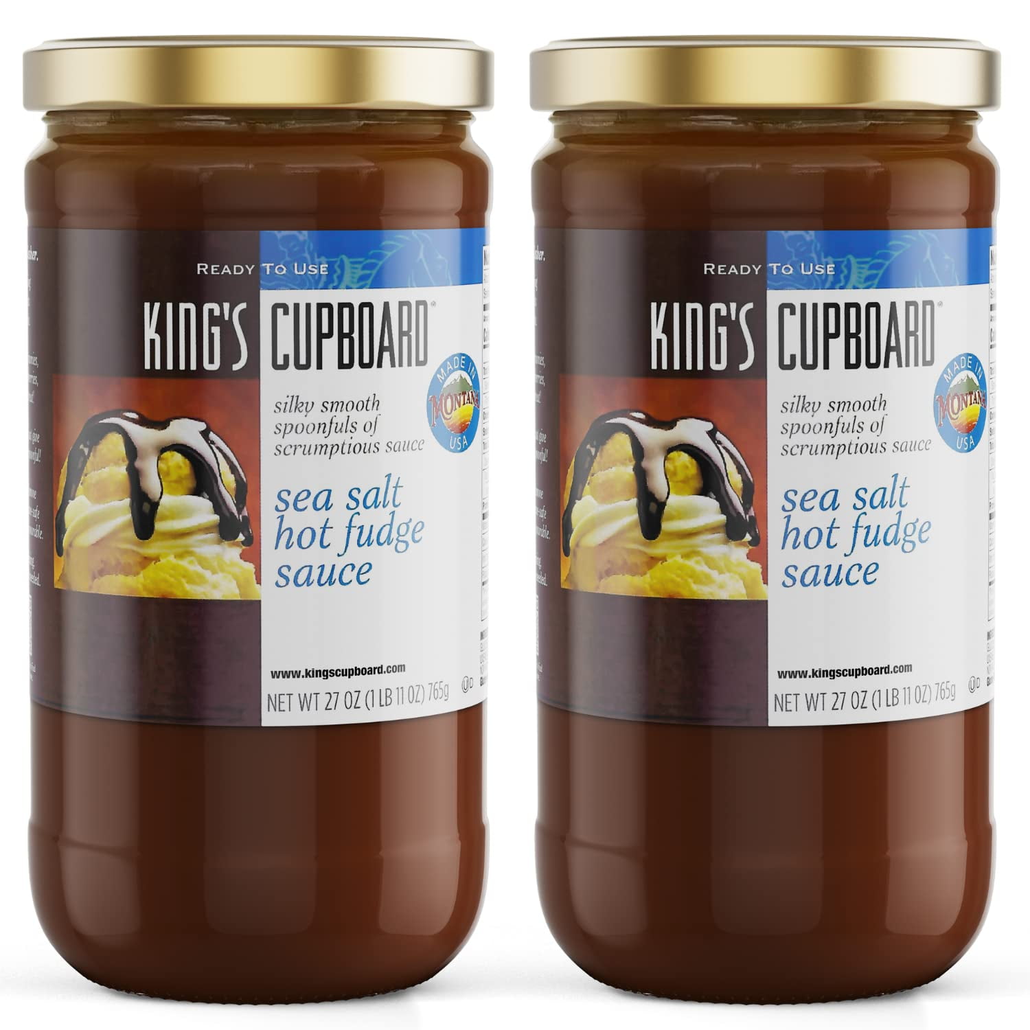 King's Cupboard Sea Salt Hot Fudge Chocolate Sauce, 27 oz - The Perfect Hot Fudge Sauce for Topping Ice Cream & Desserts, Chocolate Coffee Drizzle, Fondue, Ganache - Gluten-Free, Kosher, All Natural