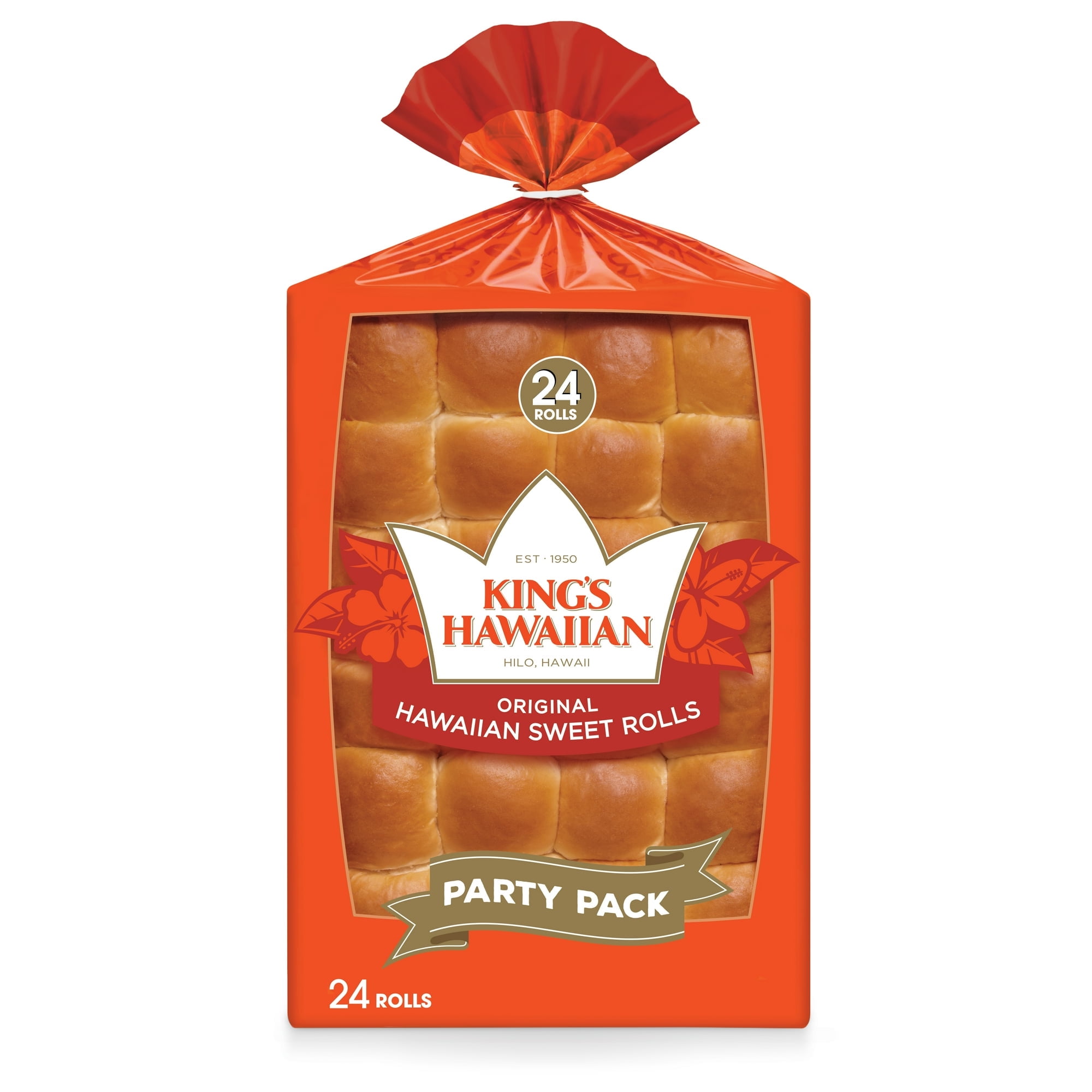 King's Hawaiian Original Hawaiian Sweet Dinner Rolls 24 Count, 24 oz, Shelf-Stable (1 Pack)