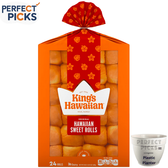 King's Hawaiian Original Hawaiian Sweet Dinner Rolls 24 Count, 24 oz, Shelf-Stable