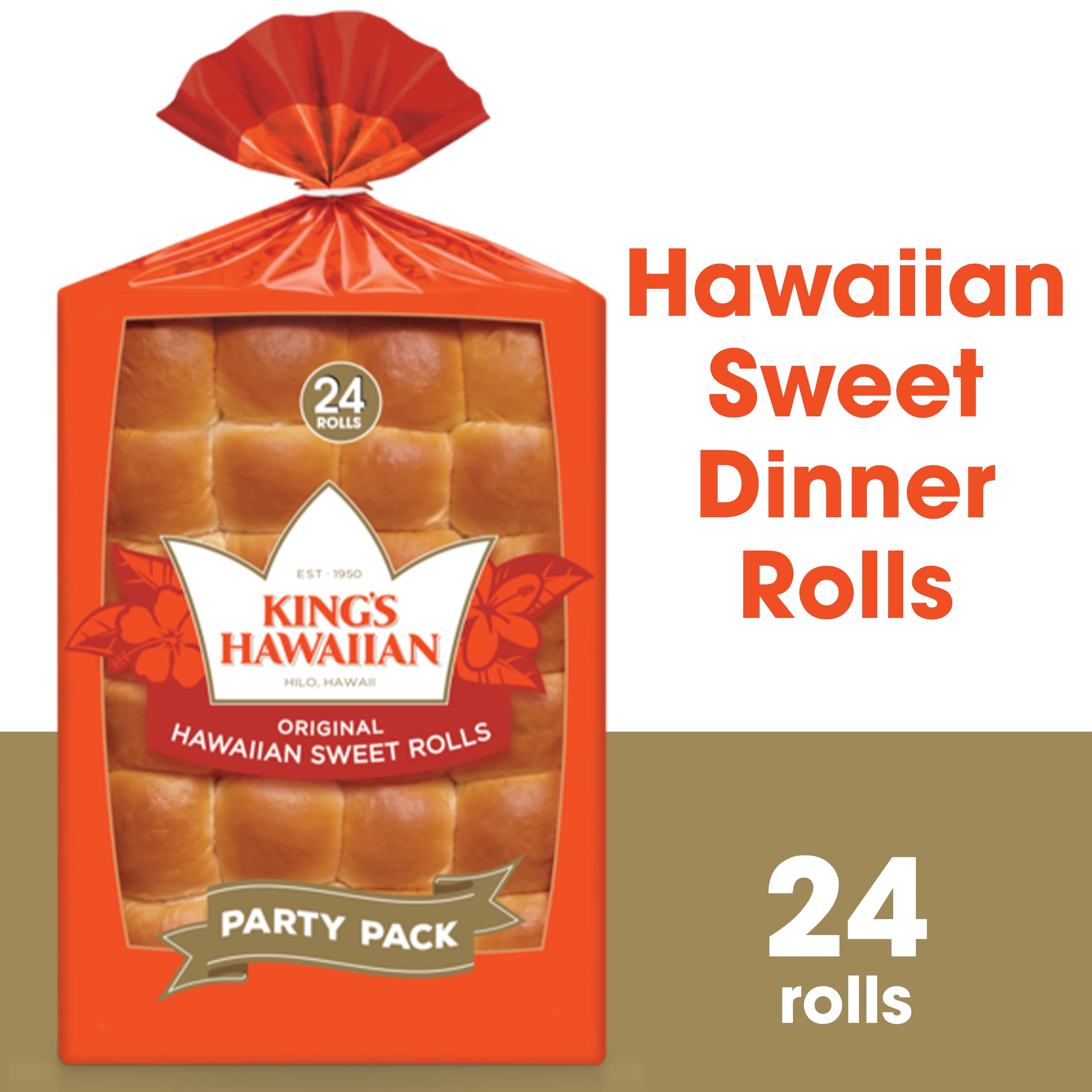 Kings Hawaiian Original Hawaiian Sweet Dinner Rolls, 24 Count, 24 oz