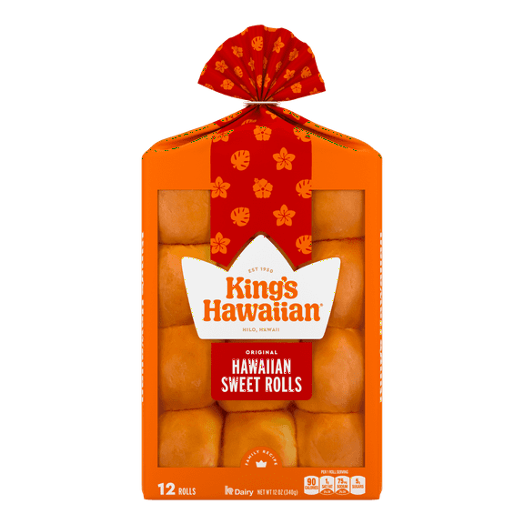 King's Hawaiian Original Hawaiian Sweet Rolls 12 Count, 12oz, Shelf-Stable