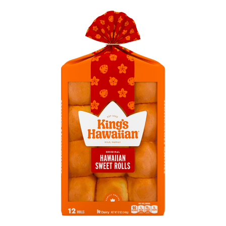 King's Hawaiian Original Hawaiian Sweet Rolls 12 Count, 12oz, Shelf-Stable