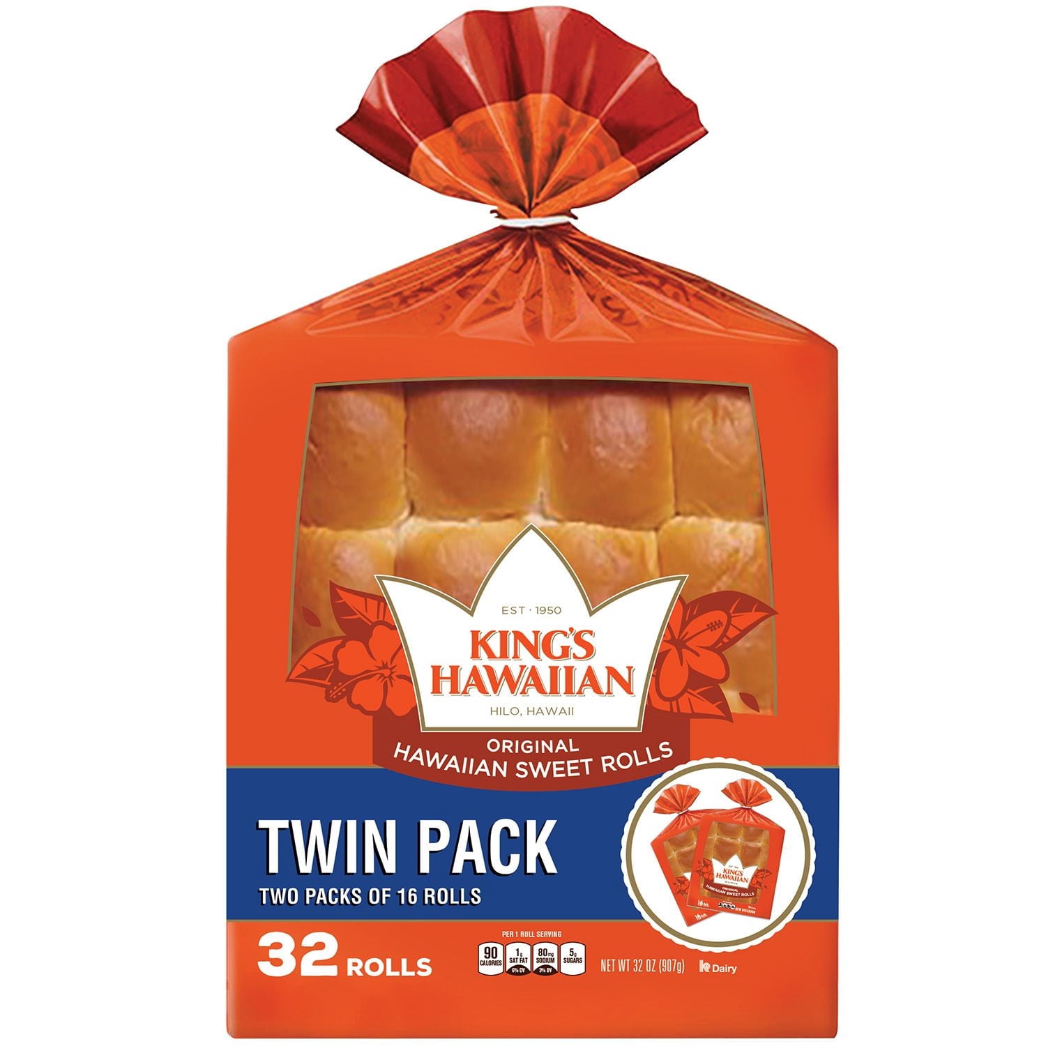 King's Hawaiian, Sweet Rolls, 32 oz. Twin Pack, Original - Walmart.com