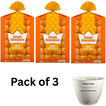 King's Hawaiian Savory Butter Dinner Rolls 24 Count, 24 oz, Shelf-Stable ( 3 Pack )