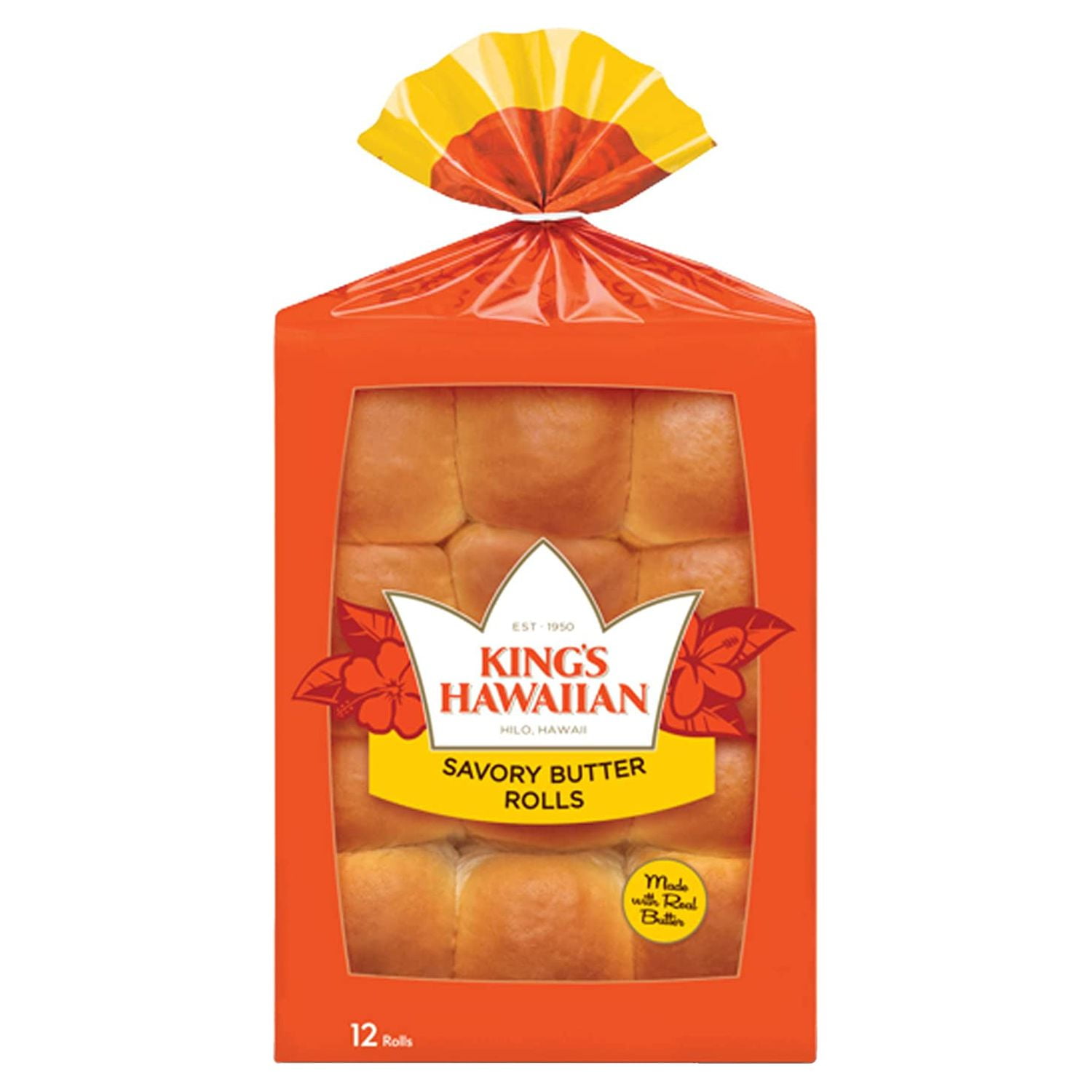 King's Hawaiian Savory Butter Rolls, 12 Count (Pack of 3)