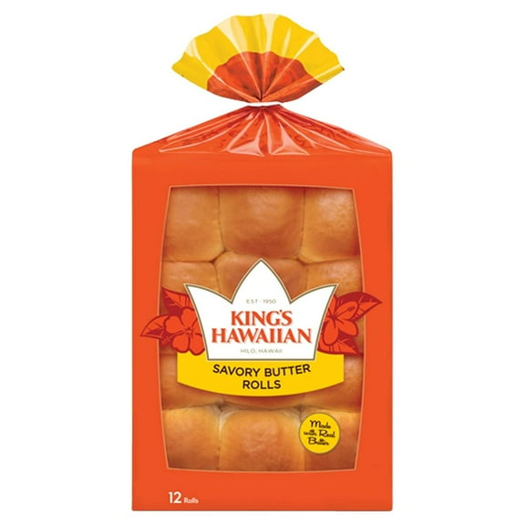 King's Hawaiian Savory Butter Rolls, 12 Count (Pack of 3)