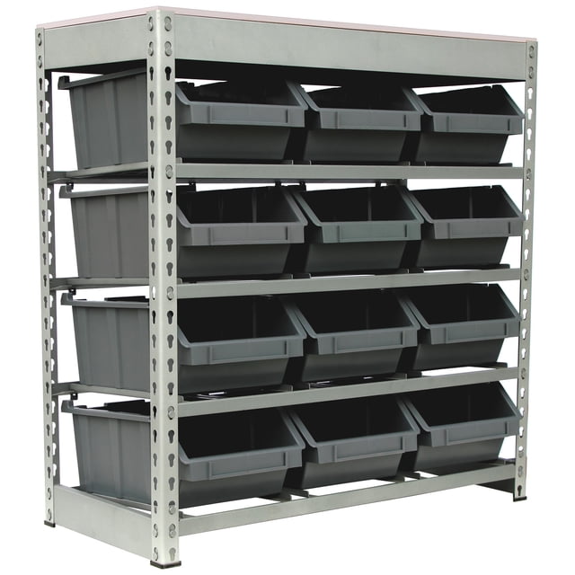 Metal Grey Rack King's Rack 4-Tier Metal Organizer Shelf Unit: Strong, Stackable Garage ...